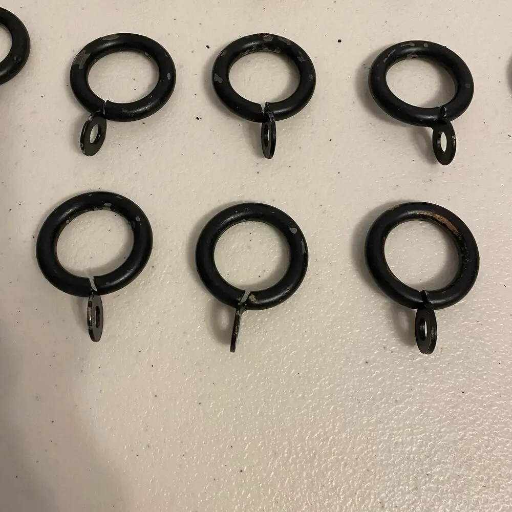 SET of 18 Heavy Duty Metal Black Curtain O- Rings Vintage 1.05”